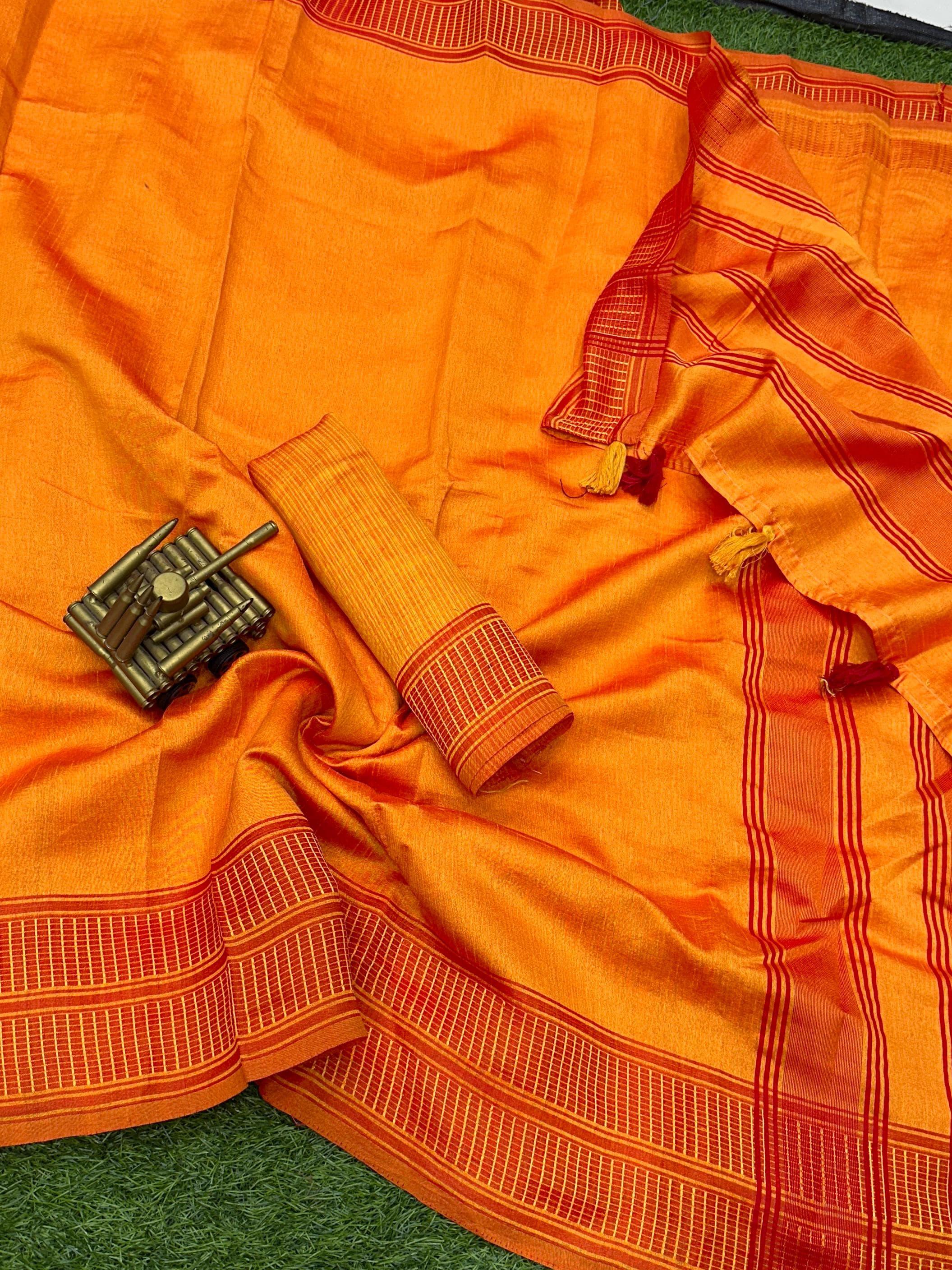 Beautiful Designer Soft Bamboo Silk Saree