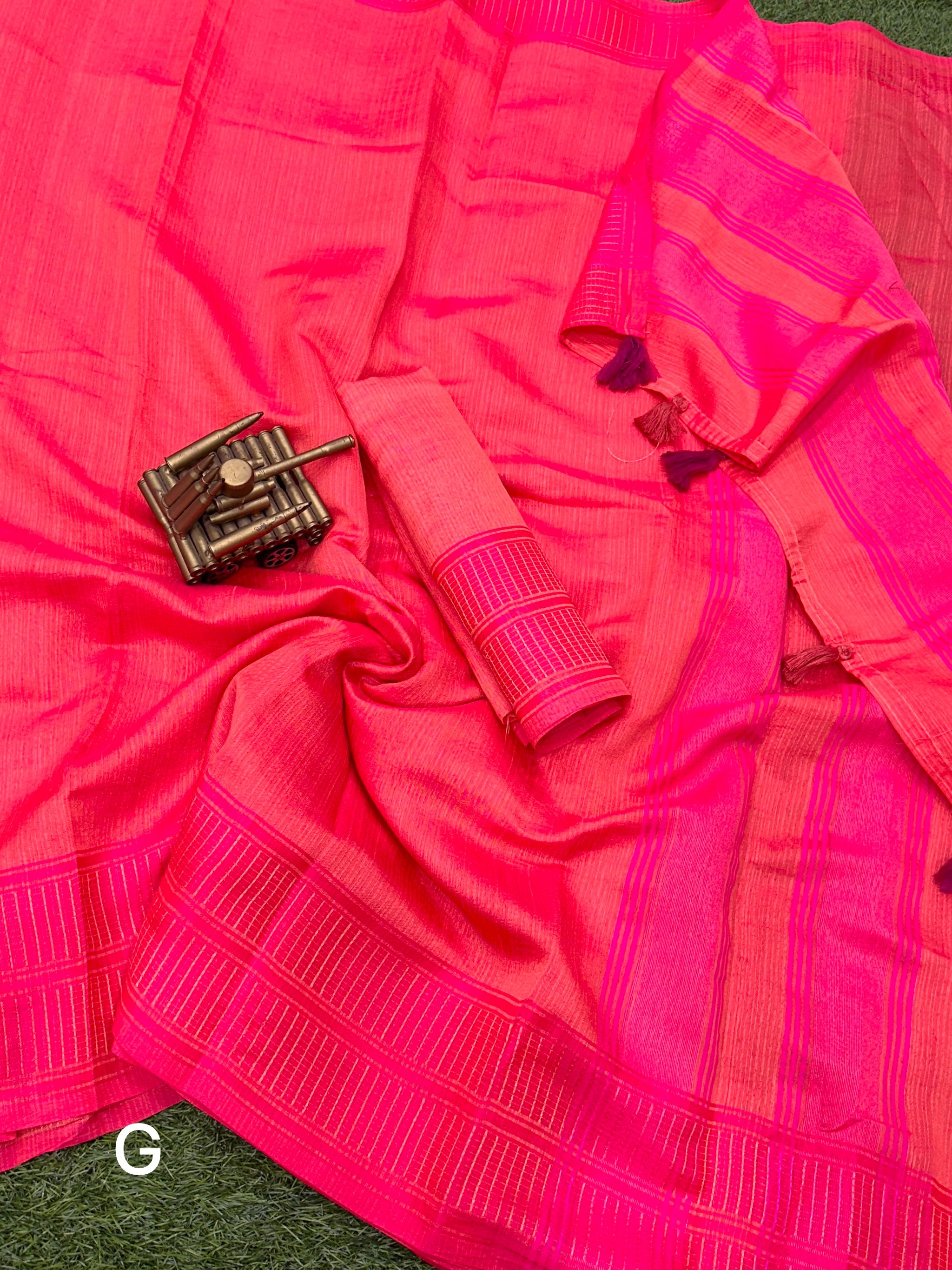 Beautiful Designer Soft Bamboo Silk Saree