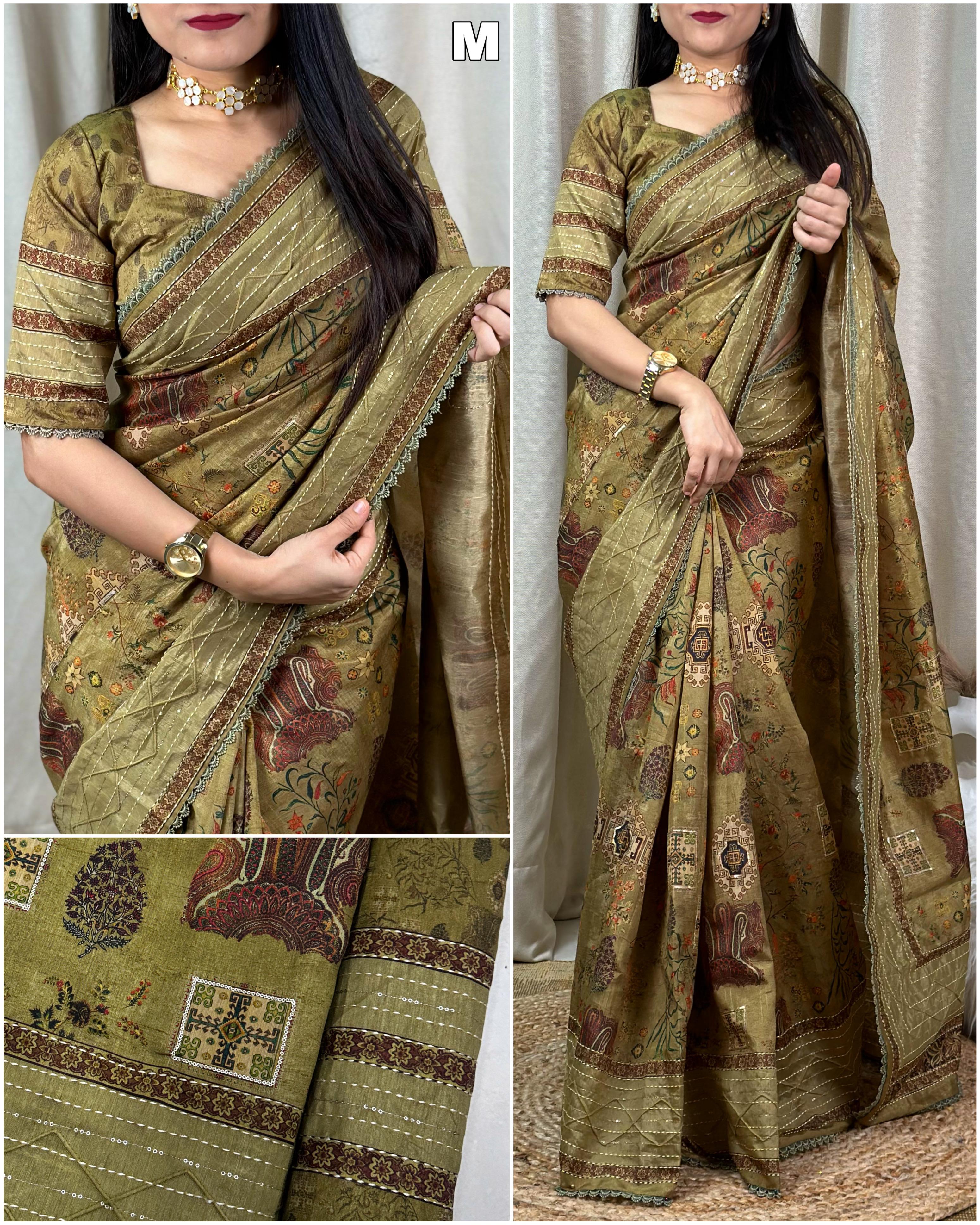 Beautiful Designer Printeded Kalamkari Cotton Silk Saree
