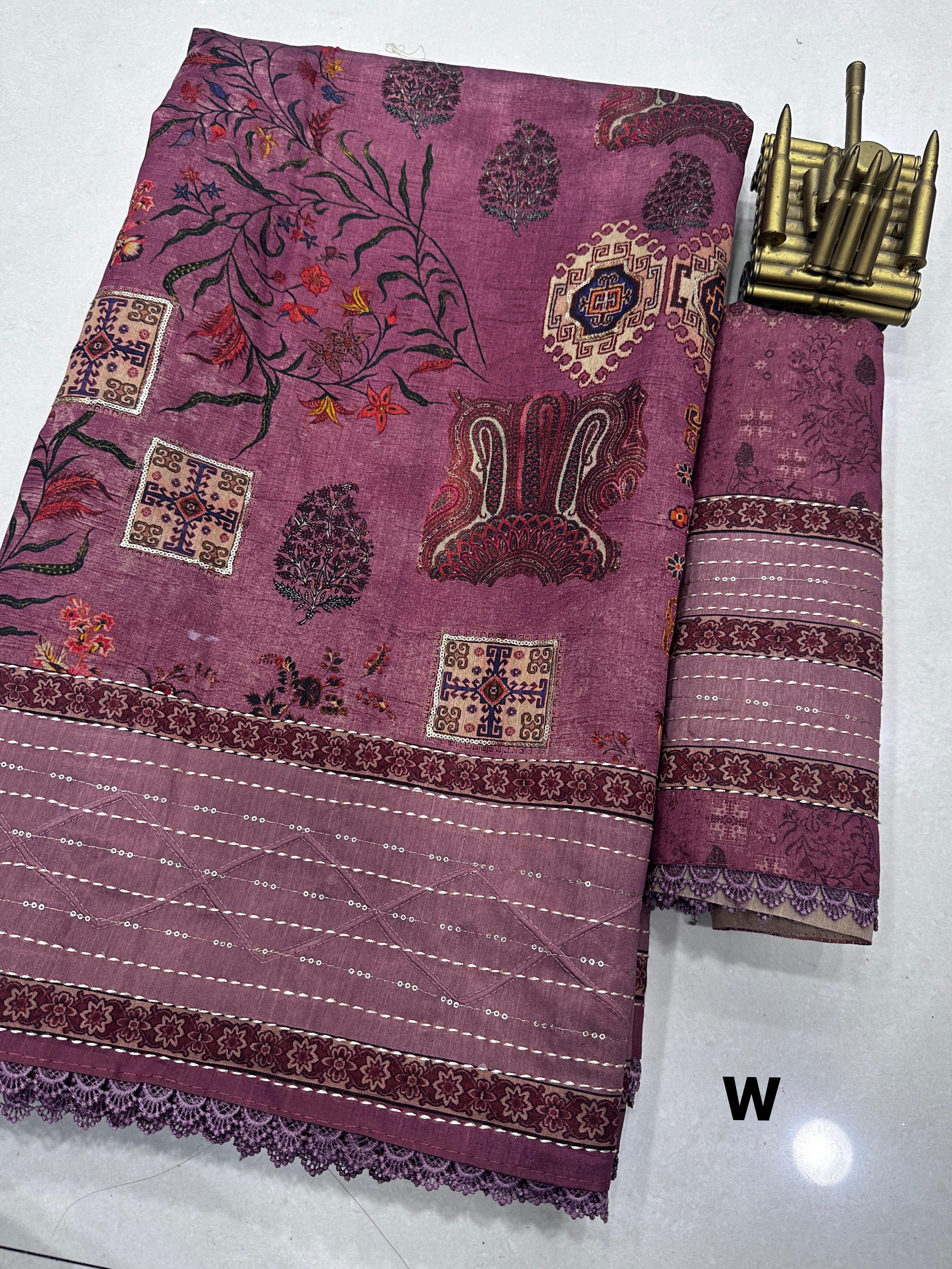 Beautiful Designer Printeded Kalamkari Cotton Silk Saree