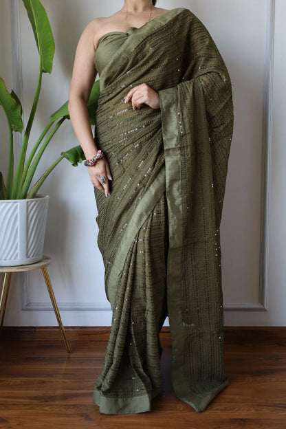 Beautiful Designer Heavy Georgette Exclusive Sequanc Saree Design 5020