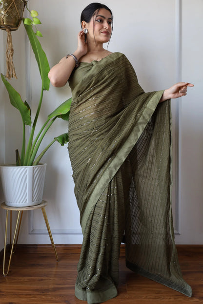 Beautiful Designer Heavy Georgette Exclusive Sequanc Saree Design 5020
