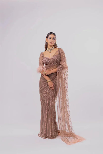 Beautiful Designer Heavy Mono Net Sequanc Saree