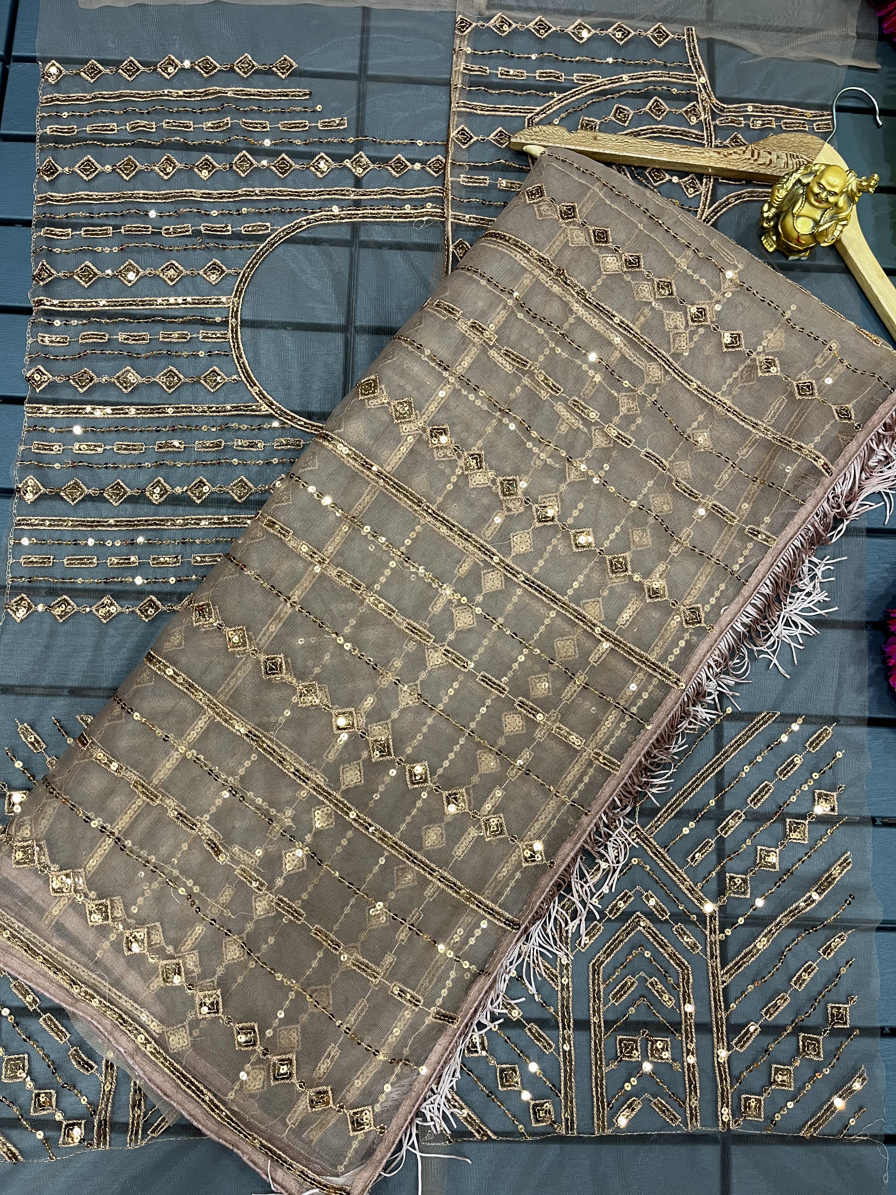 Beautiful Designer Heavy Mono Net Sequanc Saree