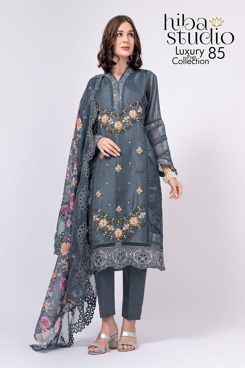 Luxury Pret Collection Vol-85 By Hiba Studio Organza Pakistani Dresses