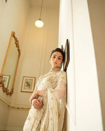 Beautiful Designer Heavy Orgenza Sequanc Saree