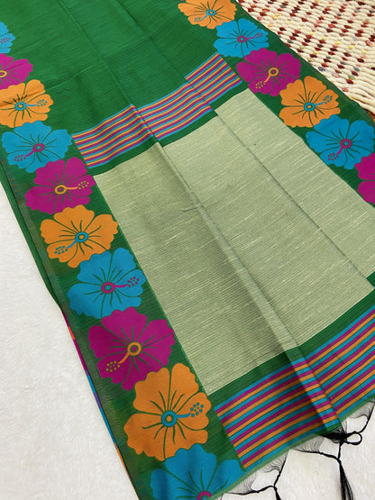 Beautiful Designer Jawa Flower Pattern Handloom Silk Saree