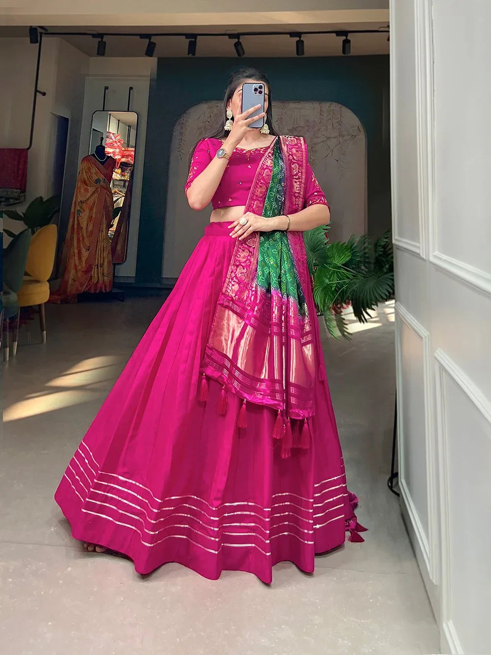 Beautiful Designer Pure Cotton Lehenga Choli with Gajji Silk Dupatta