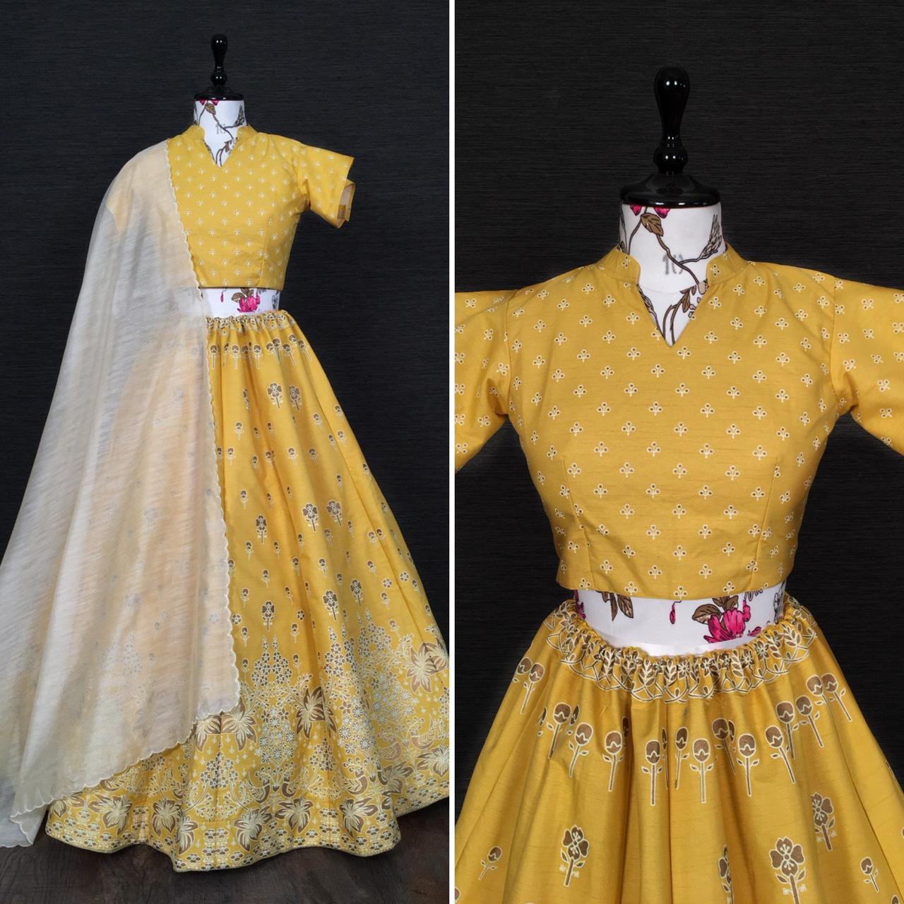 Beautiful Designer Pure  Aada Slub Silk Lehenga Choli