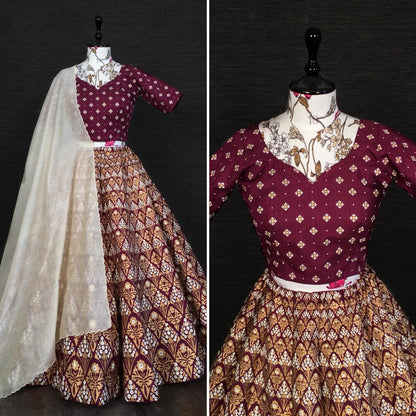 Beautiful Designer Pure  Aada Slub Silk Lehenga Choli