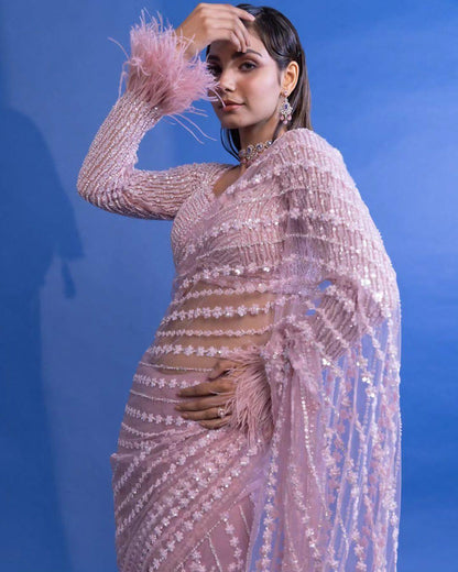 Beautiful Designer Padding Color In Heavy Georgette Sequanc Saree Design 5280