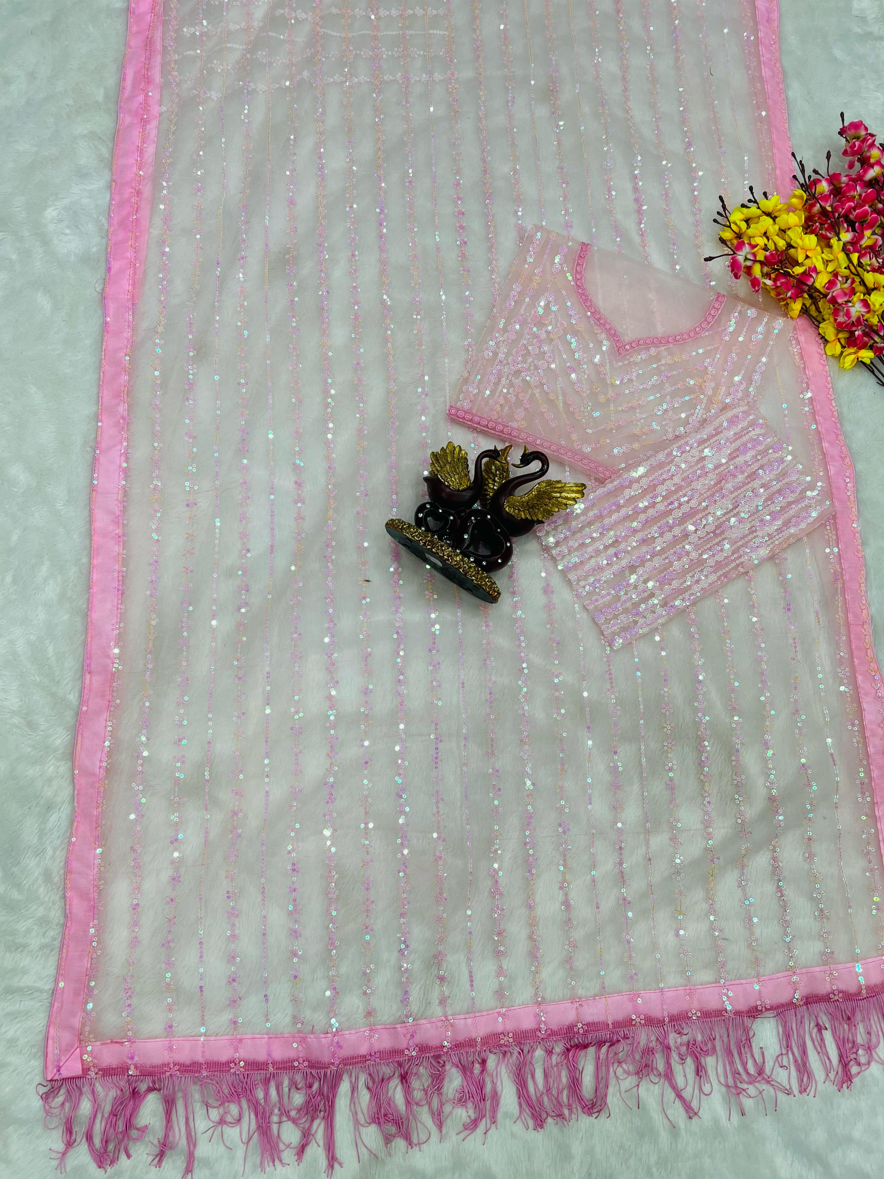 Beautiful Designer Padding Color In Heavy Georgette Sequanc Saree Design 5280