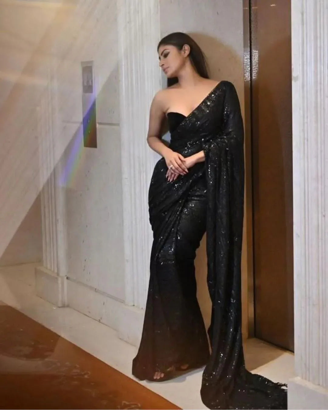 Beautiful Designer Padding Color In Heavy Georgette Sequanc Saree Design 5310