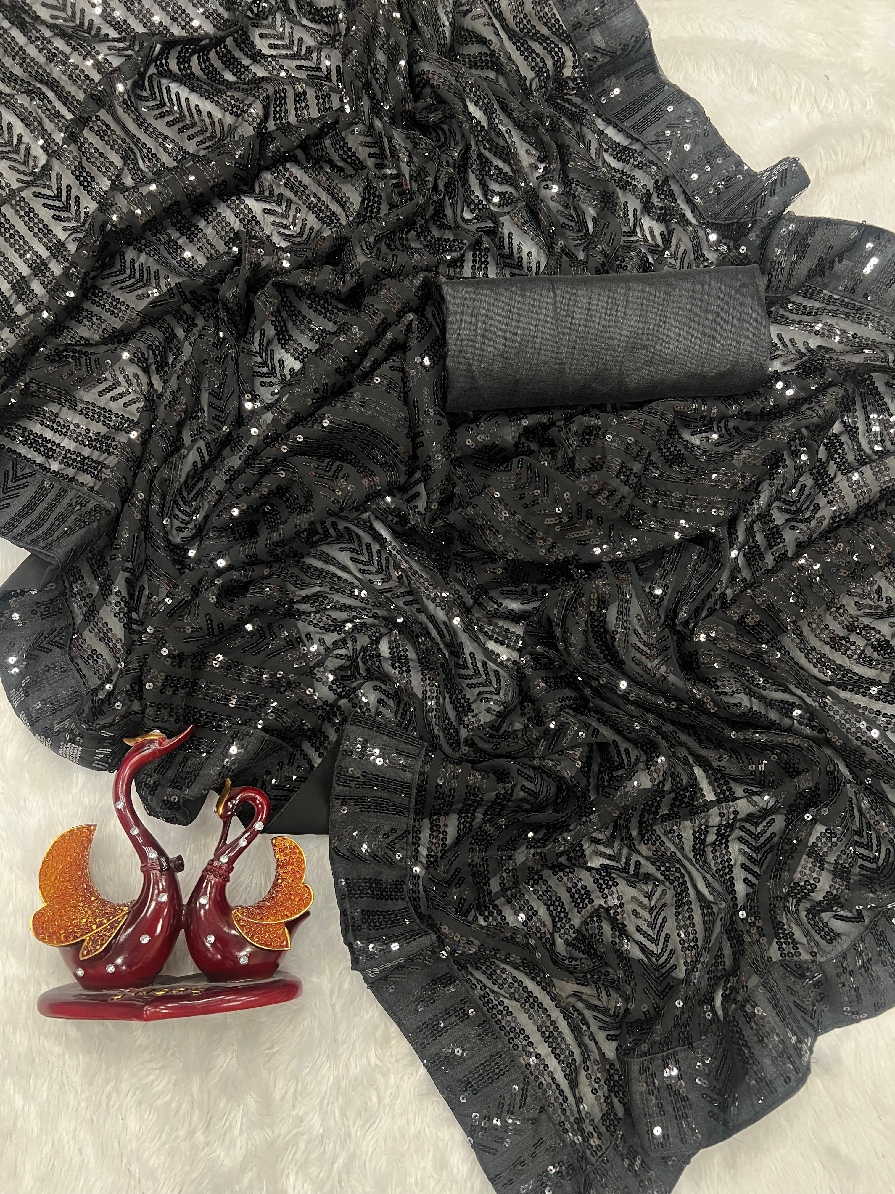 Beautiful Designer Padding Color In Heavy Georgette Sequanc Saree Design 5310