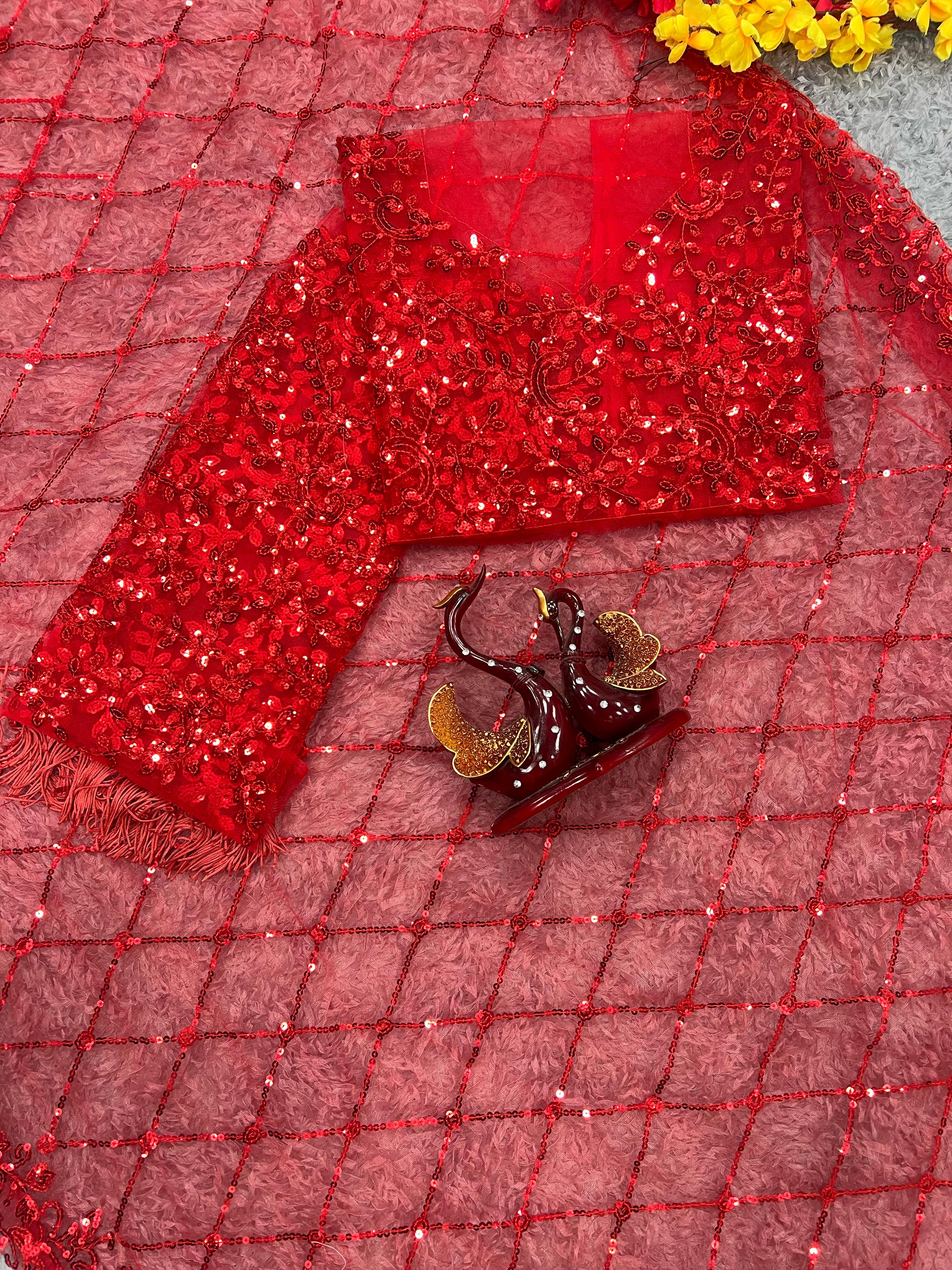 Beautiful Designer Soft Net Georgette Sequanc Saree Design 5295