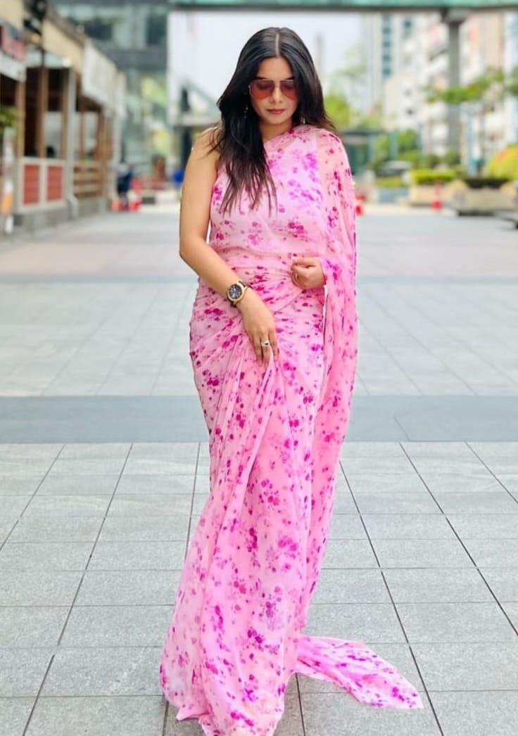 Beautiful Designer Imported Georgette Digital Print Saree