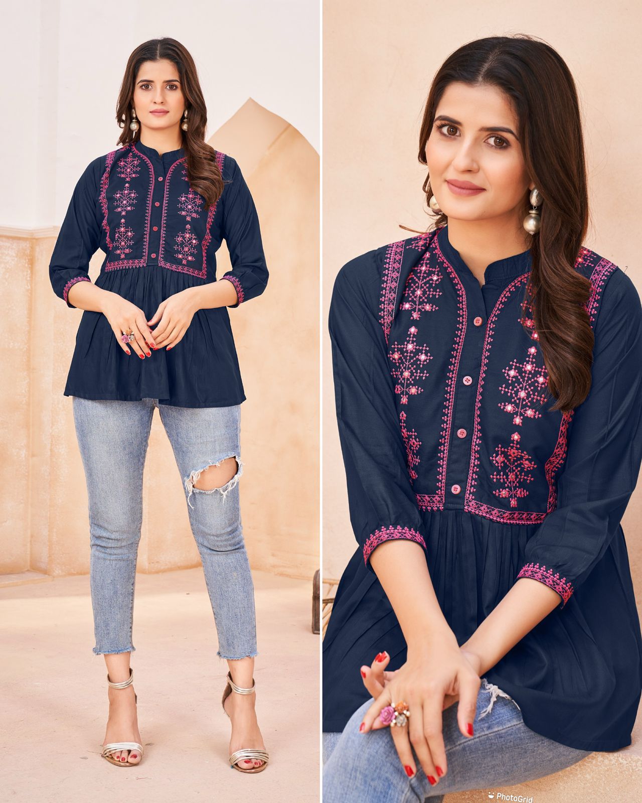 Bubbly Heavy Rayon With Embroidery Work Top (500x09)