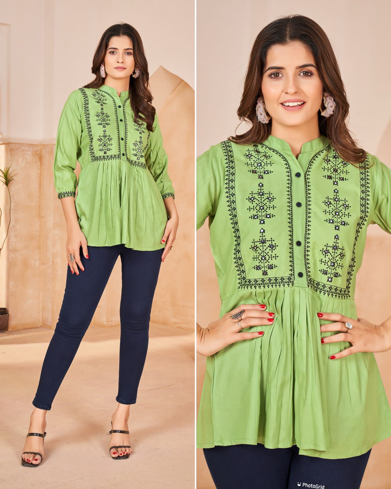 Bubbly Heavy Rayon With Embroidery Work Top (500x09)