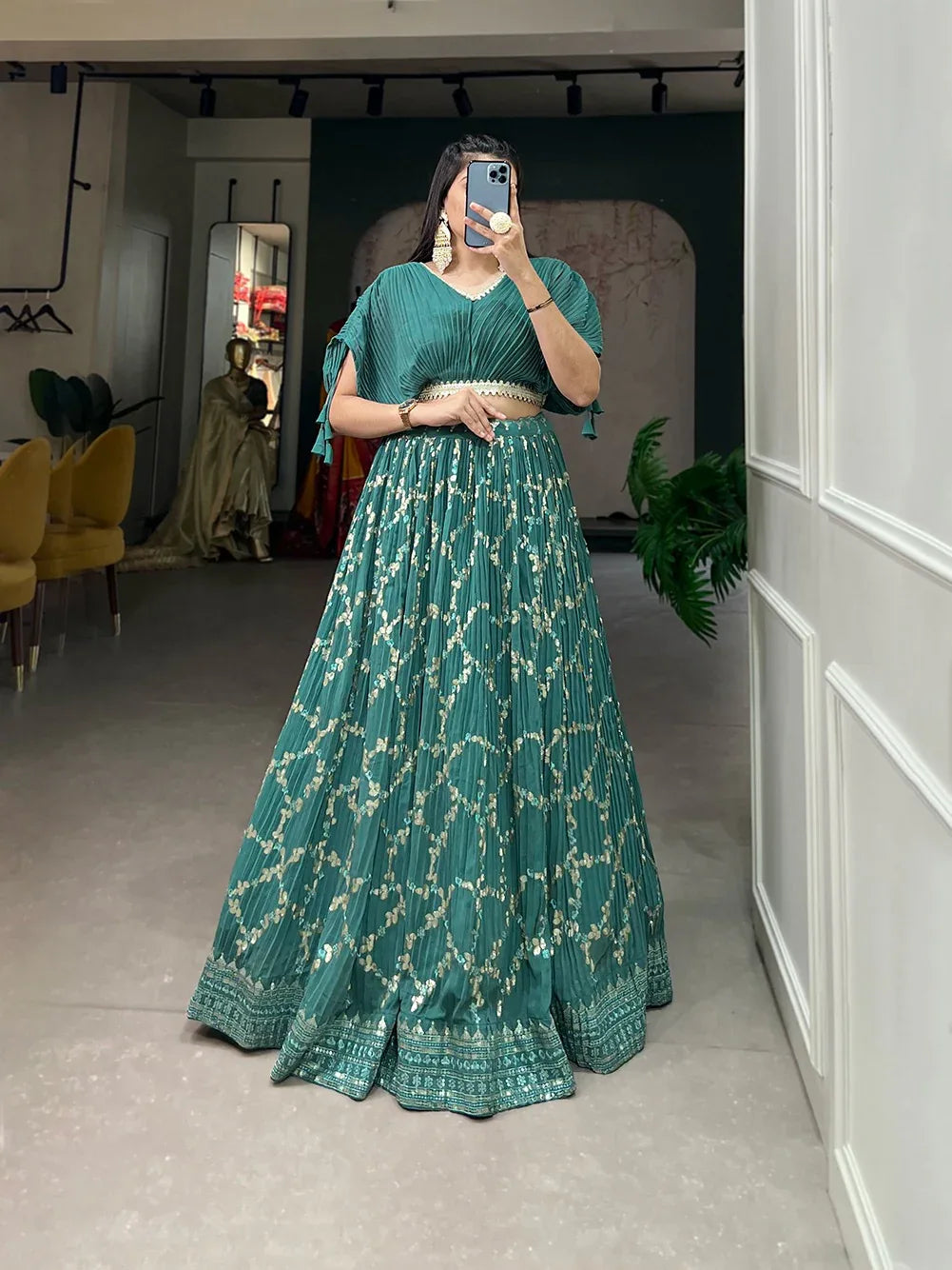 Beautiful Designer Crushed Georgette Printed Lehenga Choli