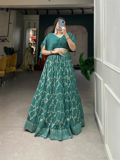 Beautiful Designer Crushed Georgette Printed Lehenga Choli