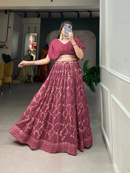 Beautiful Designer Crushed Georgette Printed Lehenga Choli
