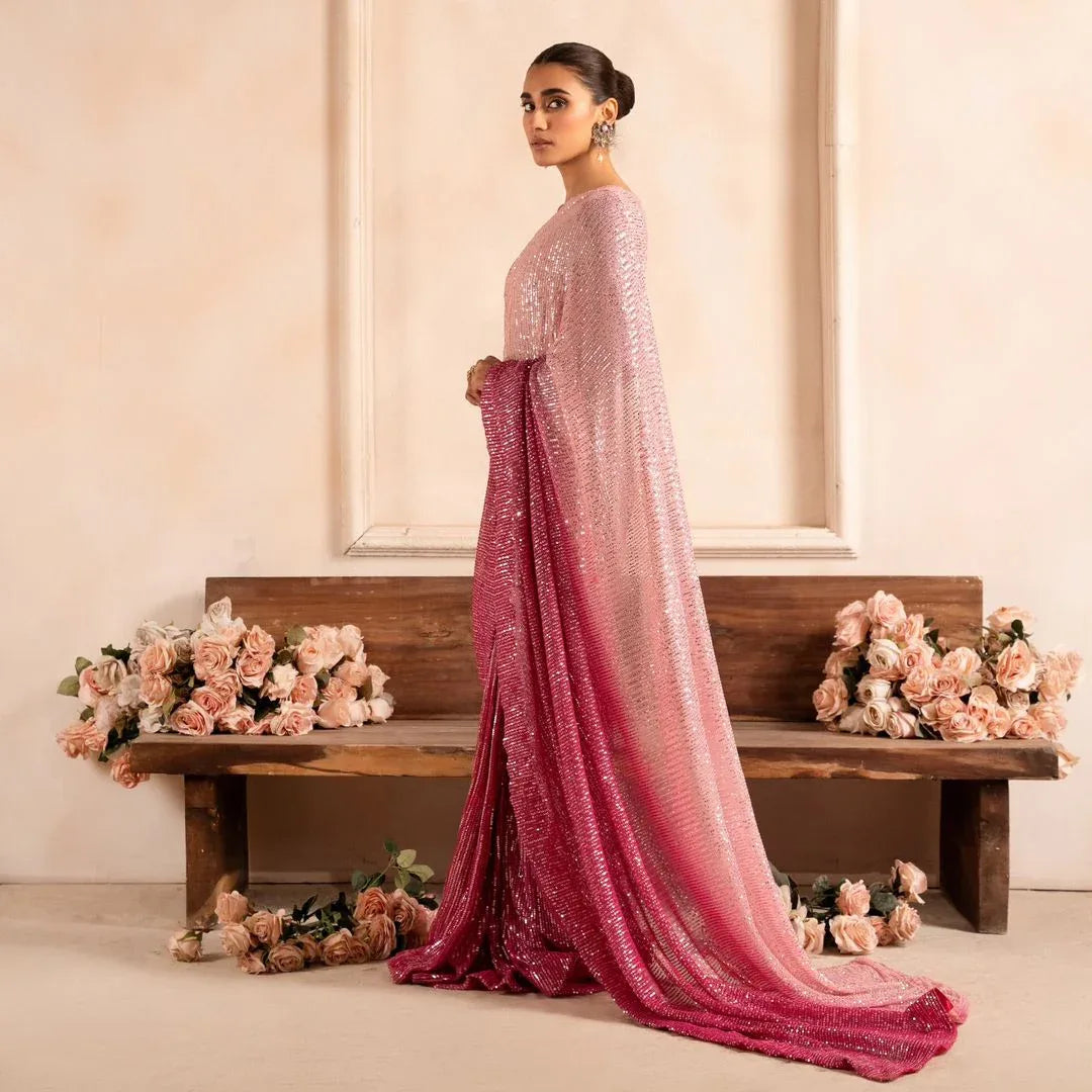 Beautiful Designer Georgette Sequanc Saree Design 3399