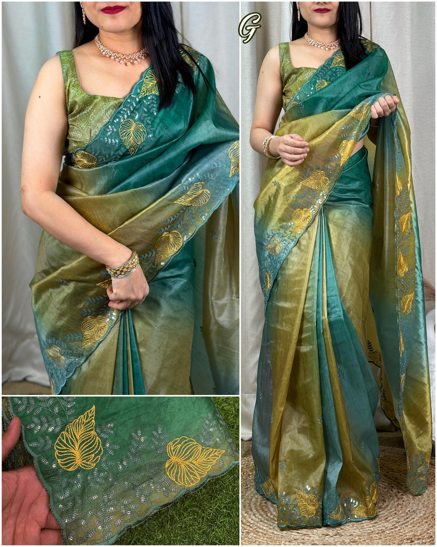 Beautiful Designer Glass Satin Saree