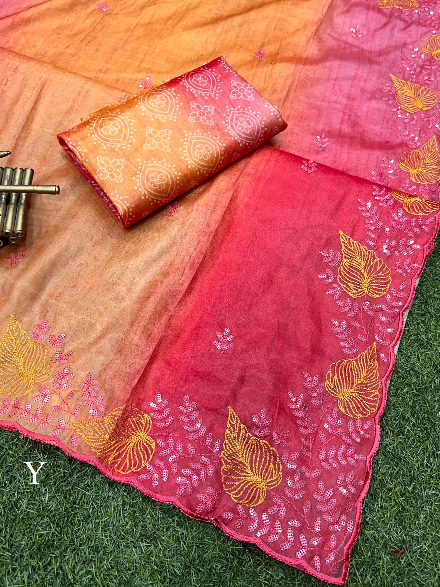 Beautiful Designer Glass Satin Saree