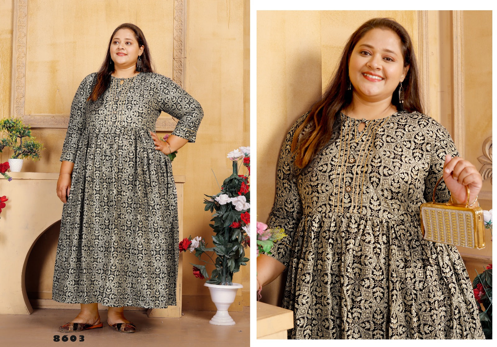 Beautiful Designer Women's Plus Size Riyon Readymade Gown