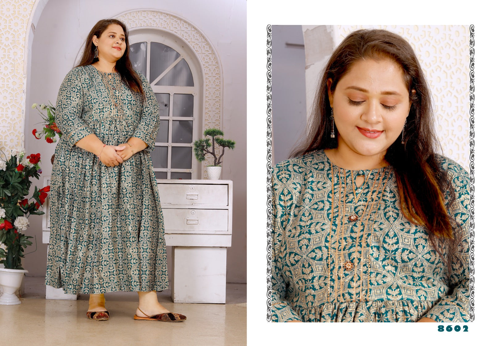 Beautiful Designer Women's Plus Size Riyon Readymade Gown