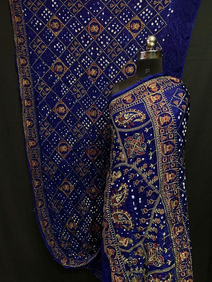 Beautiful Designer Pure Gujji Wark Bandhej Saree