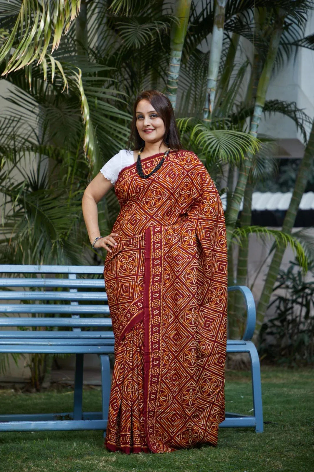 Beautiful Designer Pure Wax Batik Bandhej Saree