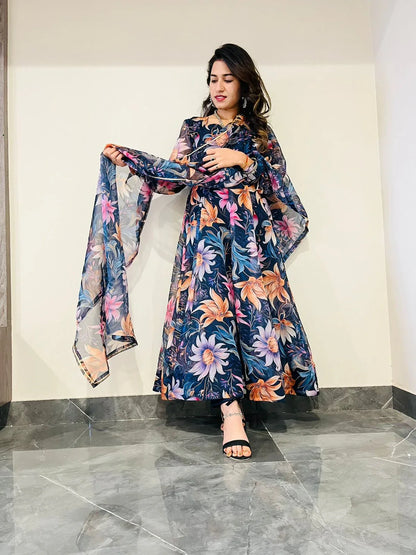 New Party Wear Designer Look Mastani Organza Silk Gown
