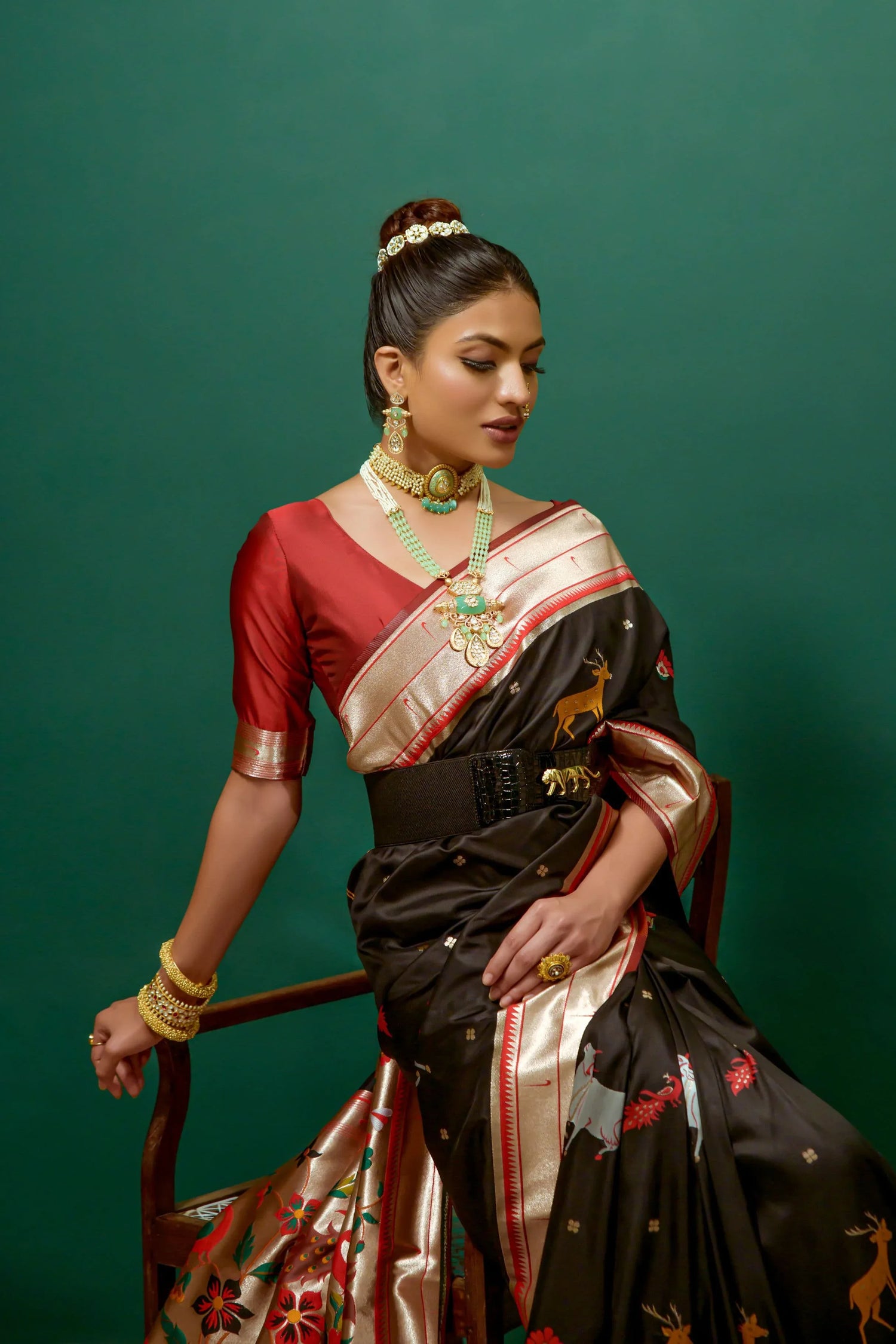 Beautiful Designer Heavy Wevon Zari Designer Black Colour Paithani Silk Saree