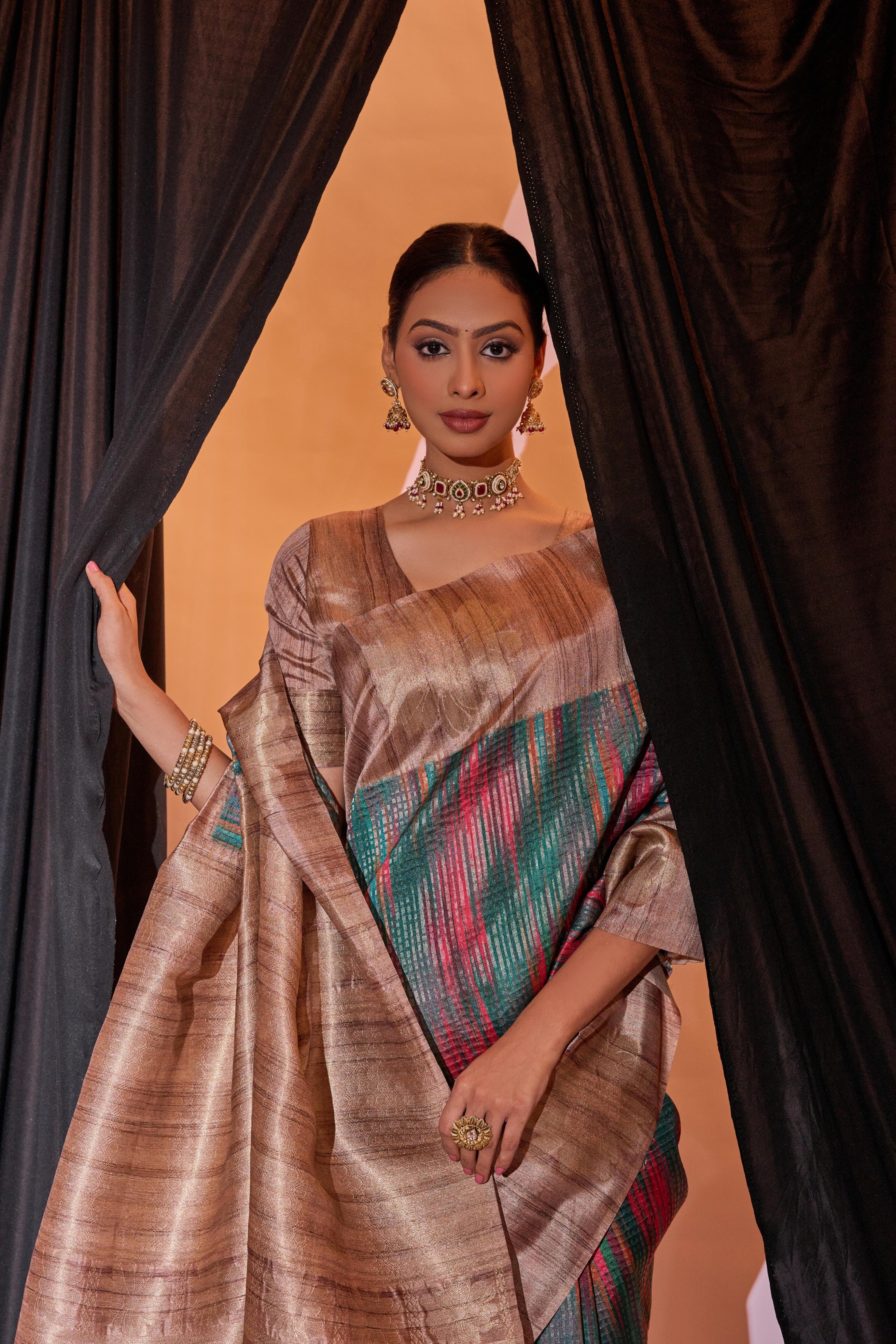 Beautiful Designer Ghicha Pure Soft Tussar Silk Saree