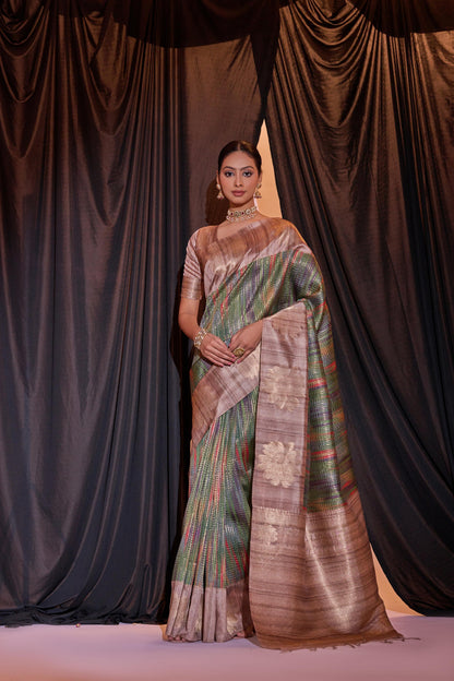 Beautiful Designer Ghicha Pure Soft Tussar Silk Saree