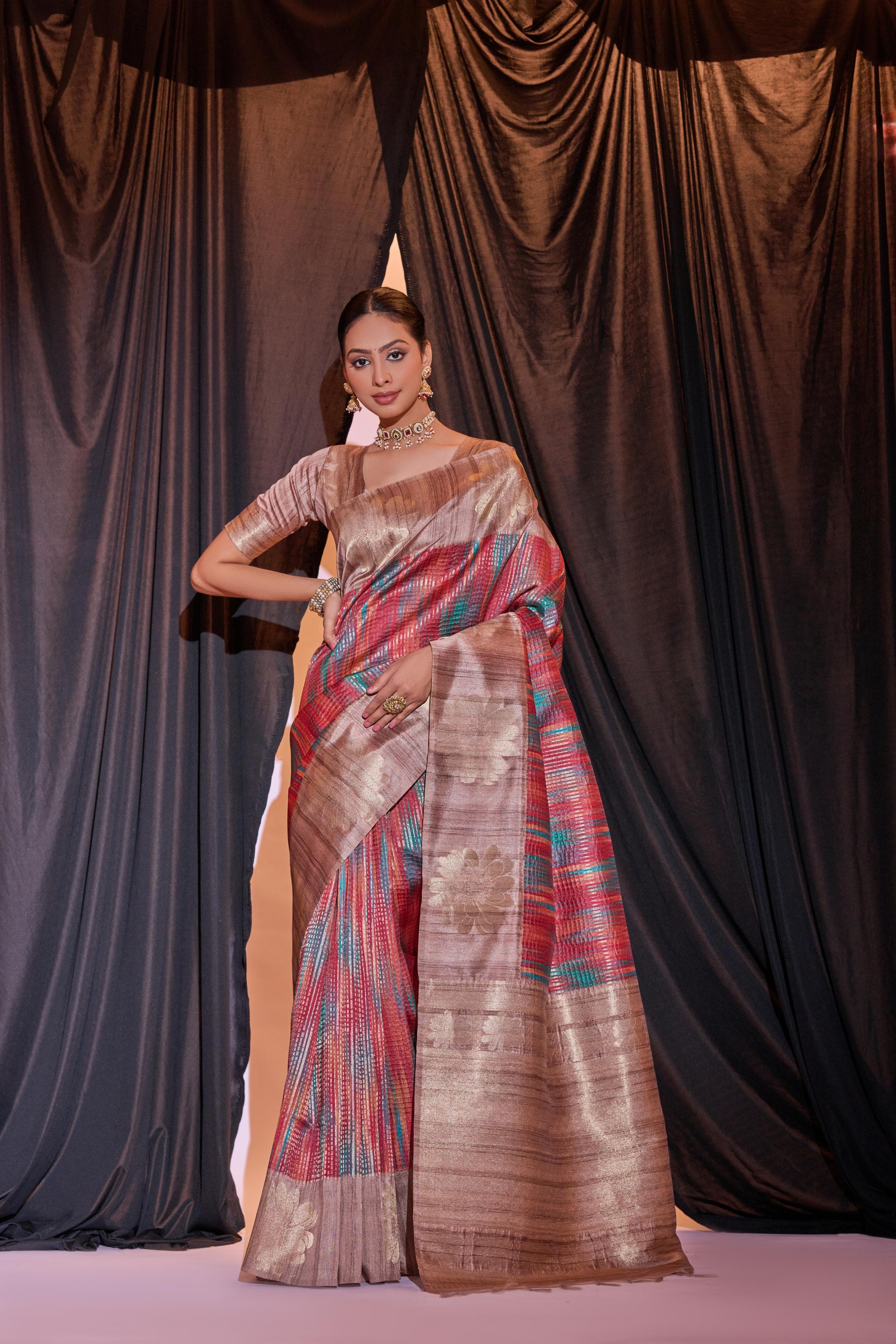 Beautiful Designer Ghicha Pure Soft Tussar Silk Saree