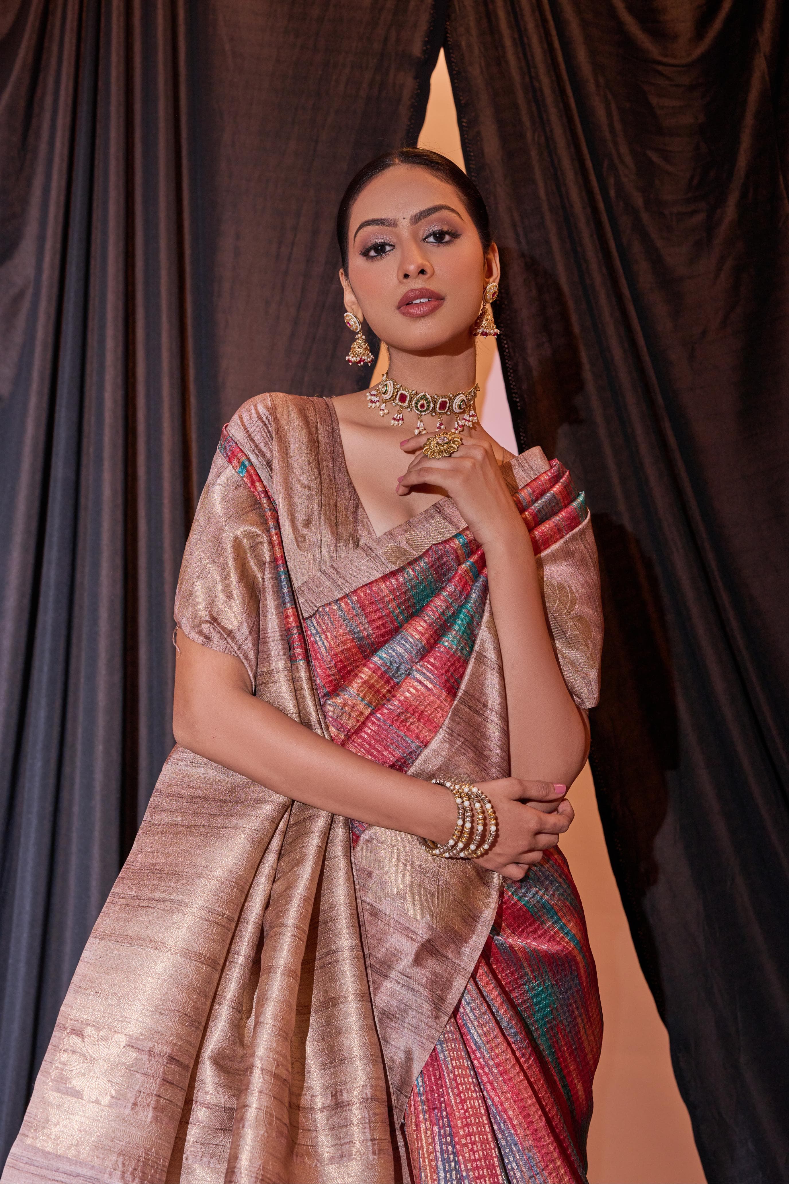 Beautiful Designer Ghicha Pure Soft Tussar Silk Saree