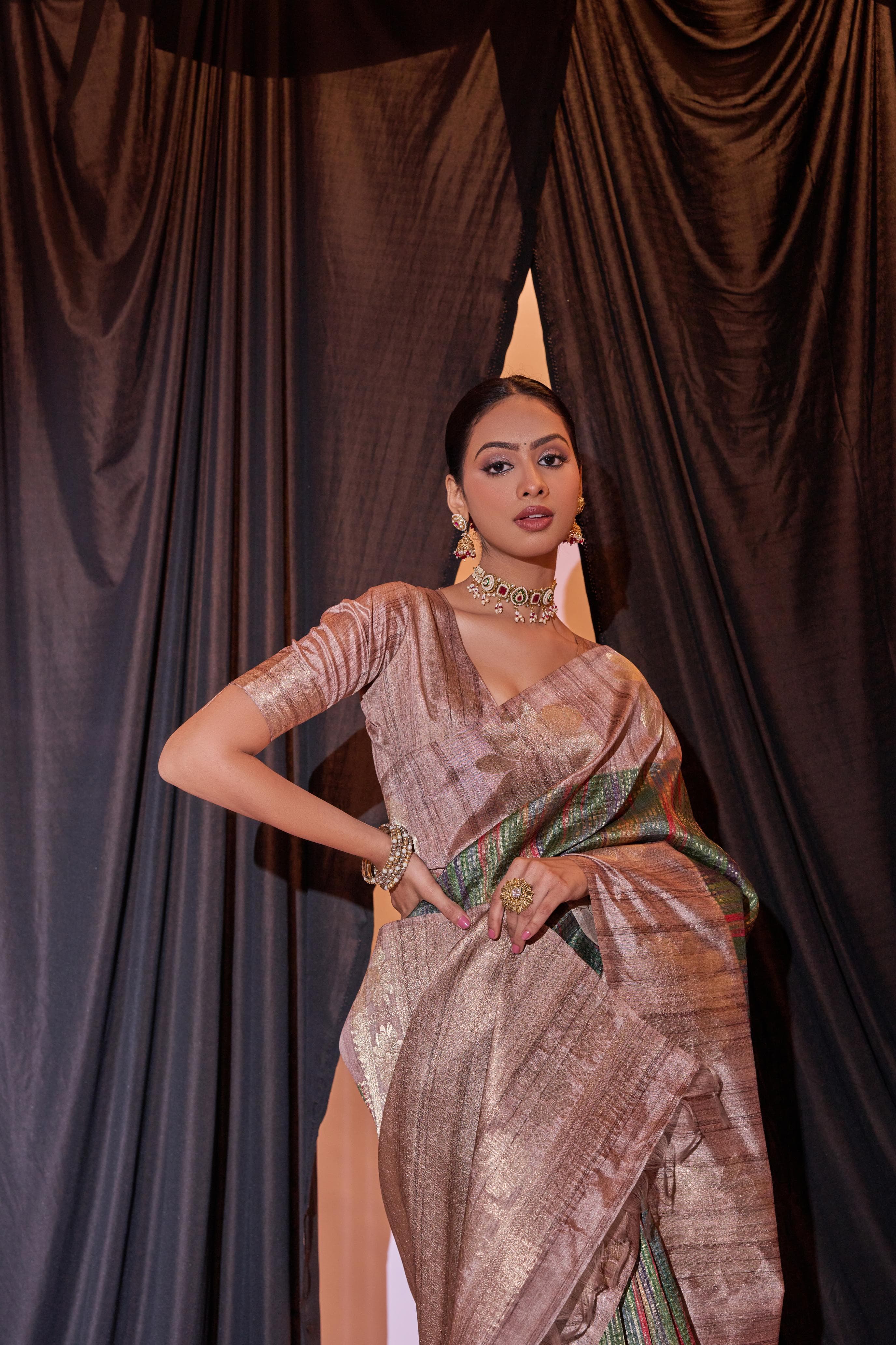 Beautiful Designer Ghicha Pure Soft Tussar Silk Saree