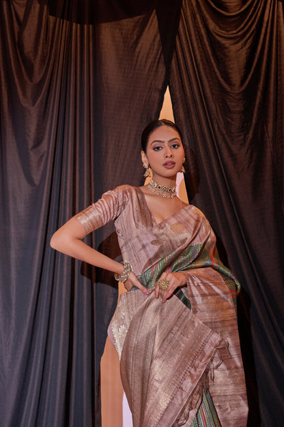 Beautiful Designer Ghicha Pure Soft Tussar Silk Saree
