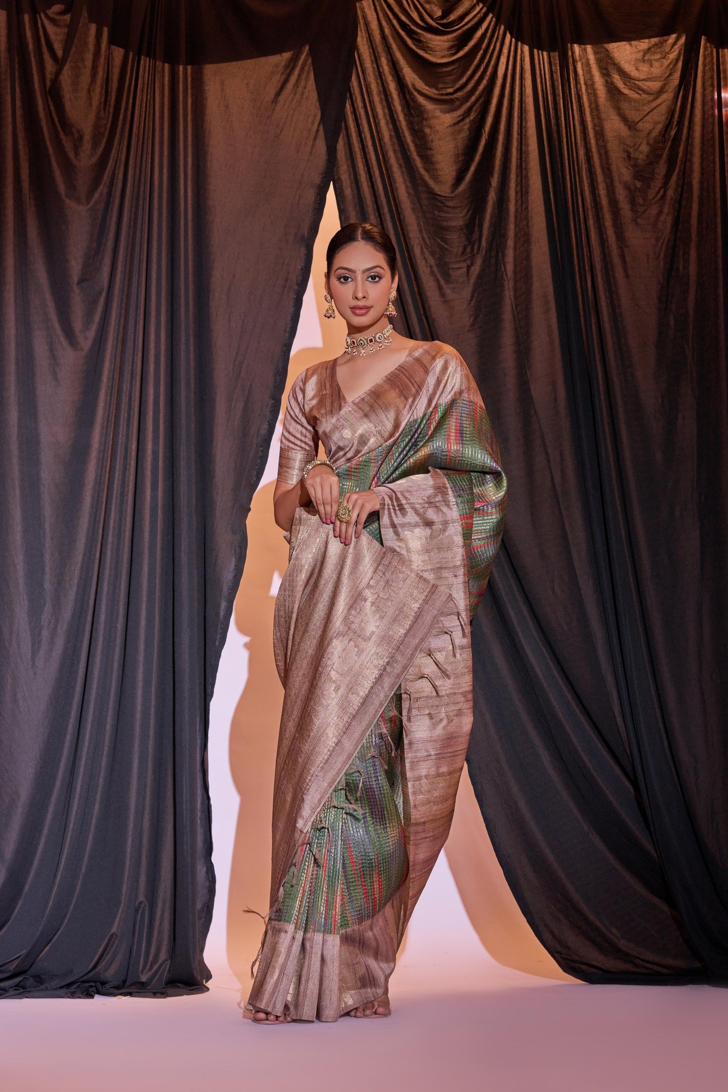 Beautiful Designer Ghicha Pure Soft Tussar Silk Saree