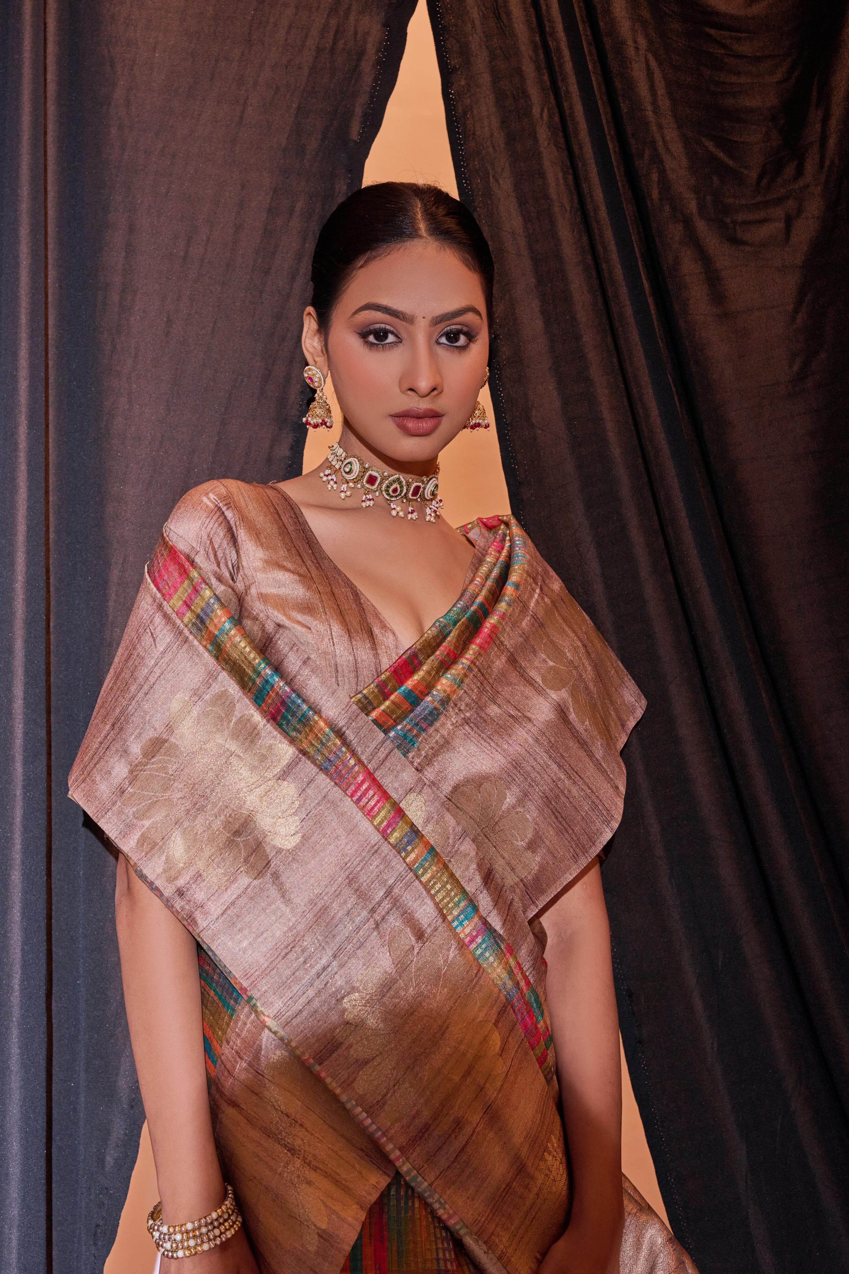 Beautiful Designer Ghicha Pure Soft Tussar Silk Saree