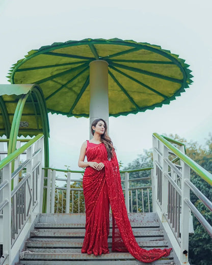Beautiful Designer Georgette Sequanc Saree Design 3397
