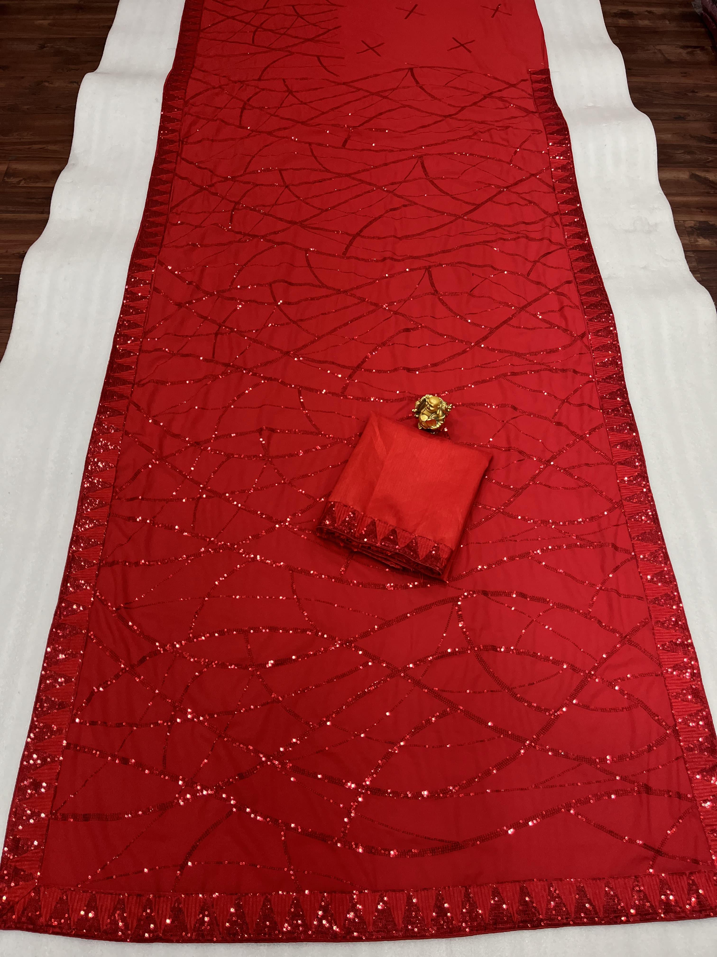 Beautiful Designer Georgette Sequanc Saree Design 3397