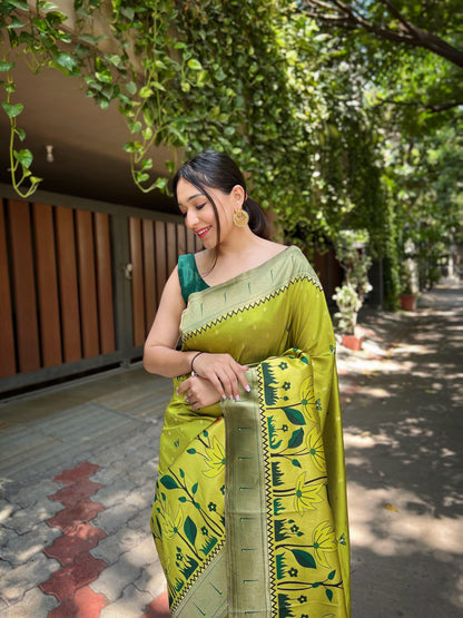 Beautiful Designer Wonderful Pista Green Zari Woven Banarasi Silk Wedding Saree With Blouse