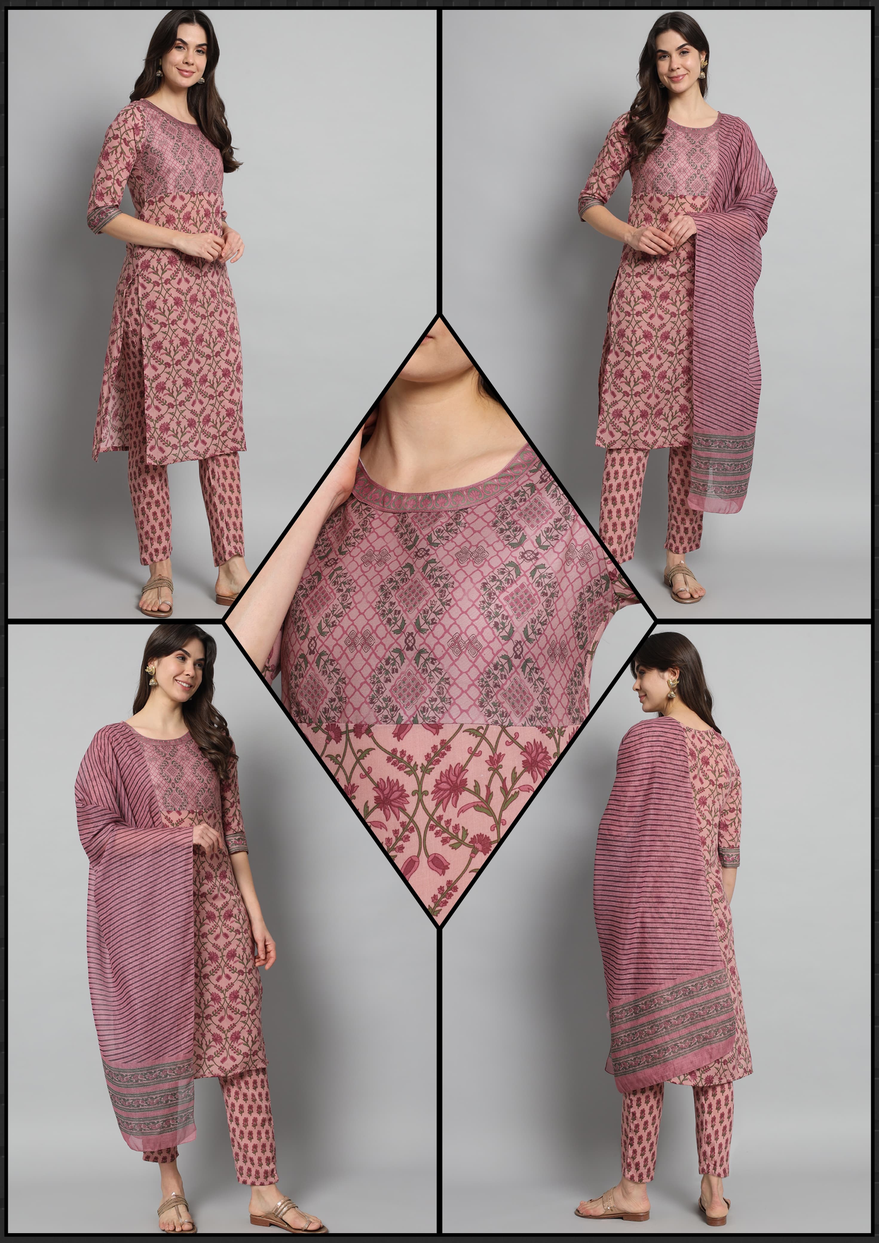 Beautiful Designer Pure Cotton Full Stiched Kurti Pant with Dupatta