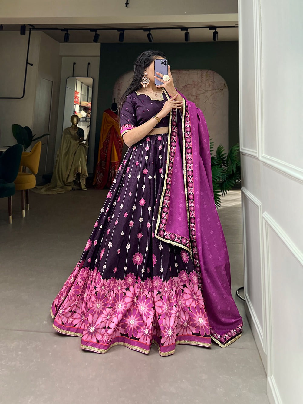 Beautiful Designer Tushar Silk Digital Print Lehenga Choli