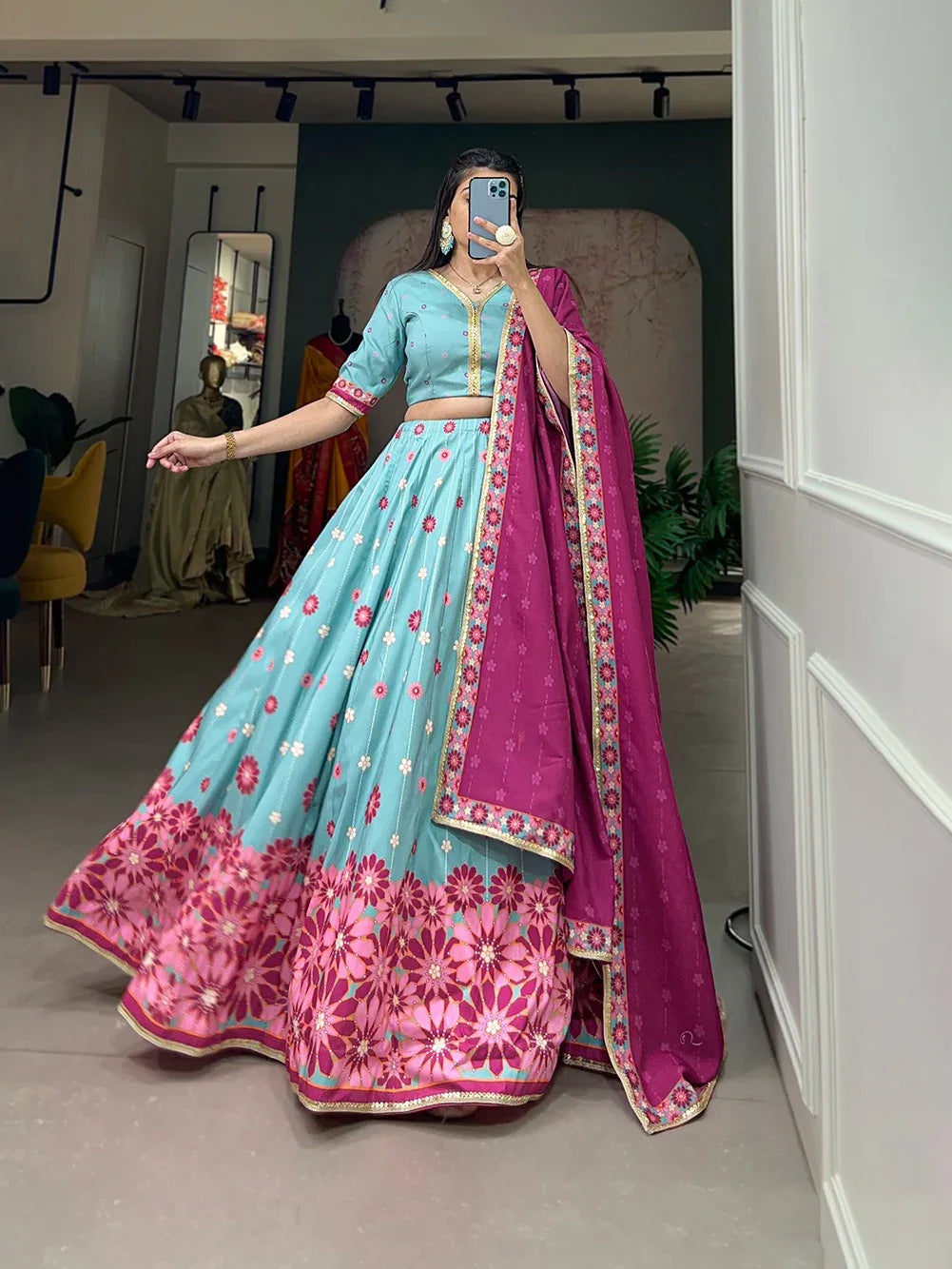 Beautiful Designer Tushar Silk Digital Print Lehenga Choli