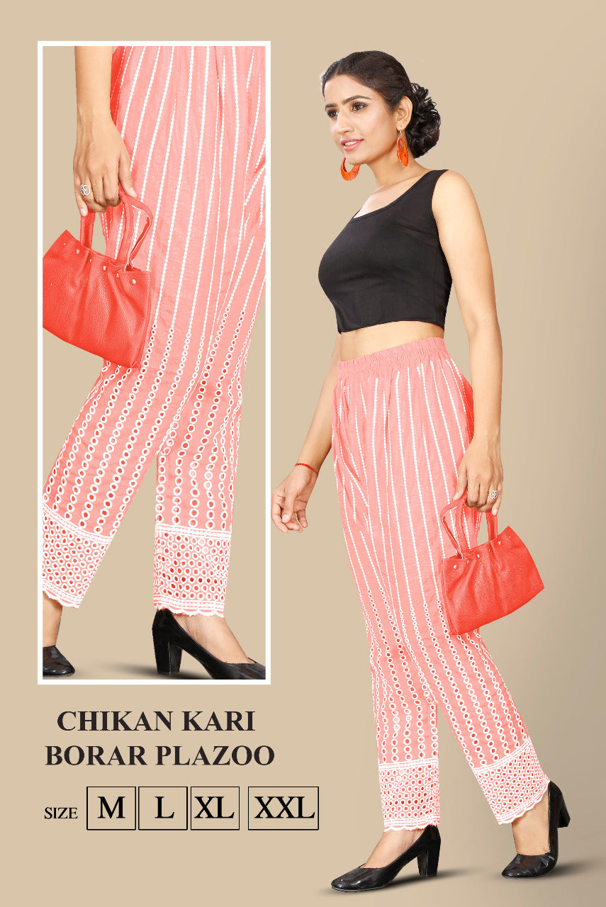 Beautiful Women's Lucknowi Chicken Embroidery Palazzo