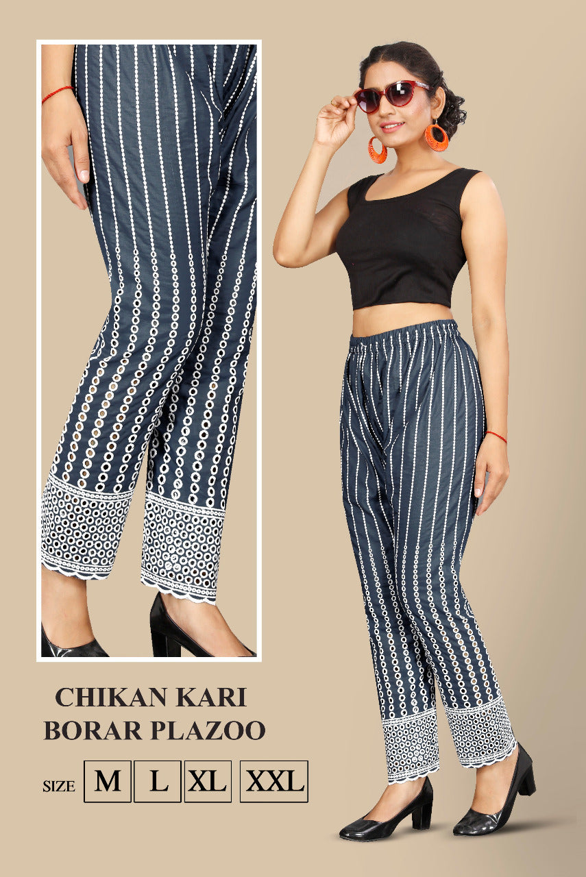 Beautiful Women's Lucknowi Chicken Embroidery Palazzo